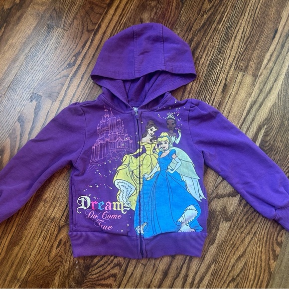 Disney Other - 2010 Disney Princess Hoodie 3T Purple Graphic Zip Jacket Y2K Toddler